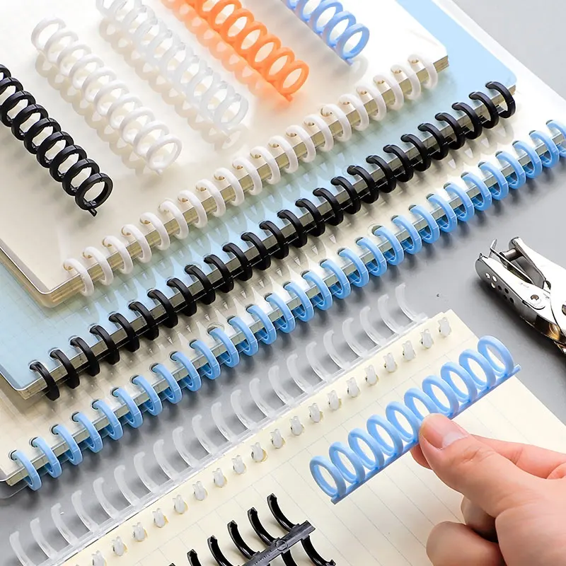 100pcs/Lot Plastic 30-Hole Loose Leaf Binders Ring Spring Spiral Binding A4 DIY Paper Notebook Album Stationery Office Supplies