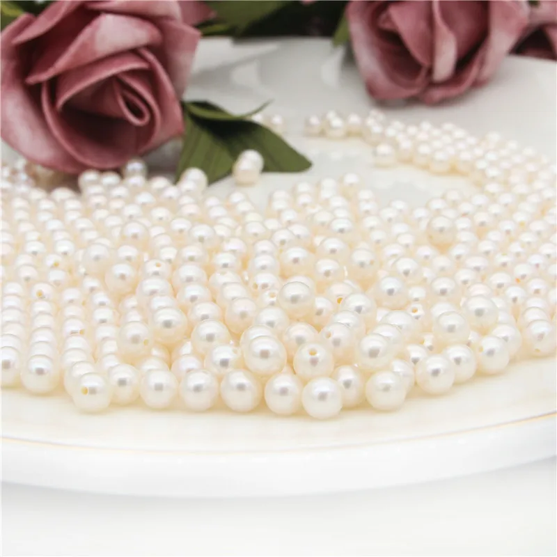 2pcs Natural Fresh Water Pearl Round Half Drilled Beads Semi Hole AAA Grade 5-5.5mm For Making Jewelry DIY Earring Craft Pendant