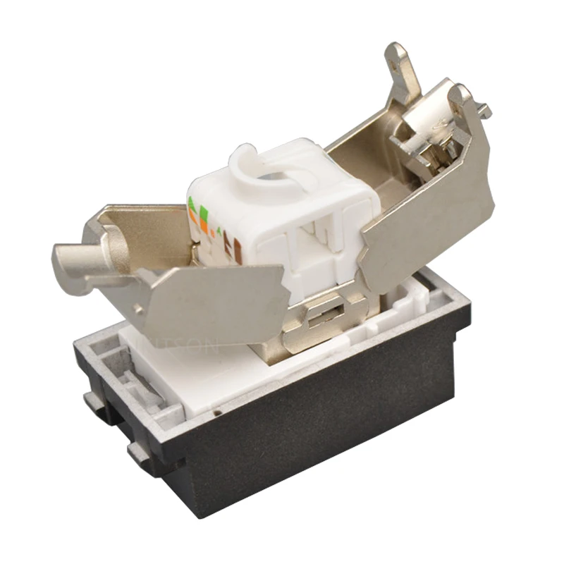 Black Color CAT7 CAT6A RJ45 LAN Module Slot 23x36mm Socket For 10GB Internet Faceplate Plug