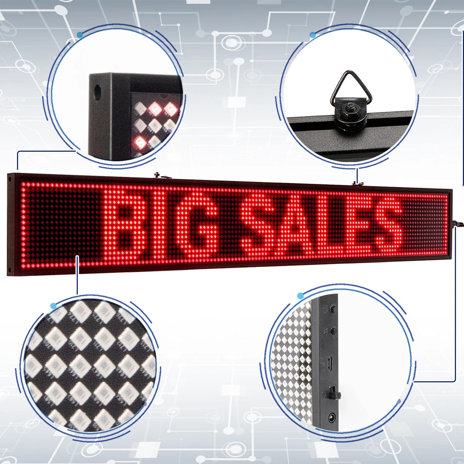 UNTCENT 66cm Smart Wireless Led Display Auto programmabile LED Sign Board Suport Multi-Language Red Text per negozio/Bar/Smark