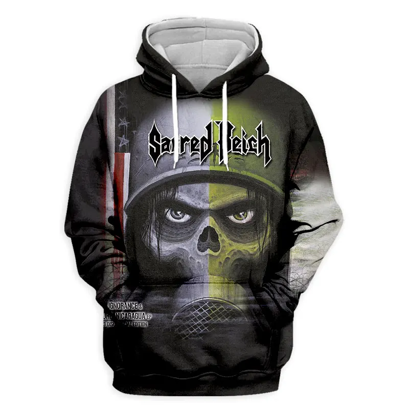 Mode Baru Wanita/Pria 3D Print Sacred Reich Band Hoodie Bertudung Kaus Harajuku Hoodie Kaus Atasan Pakaian