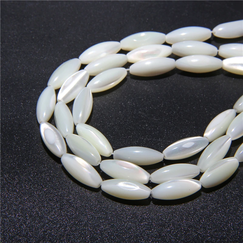 15X6mm Long Stripe Shell Beads Point Stick Mother of Pearl Shell Slice Loose Beads for DIY Making Jewelry Necklace Accessories