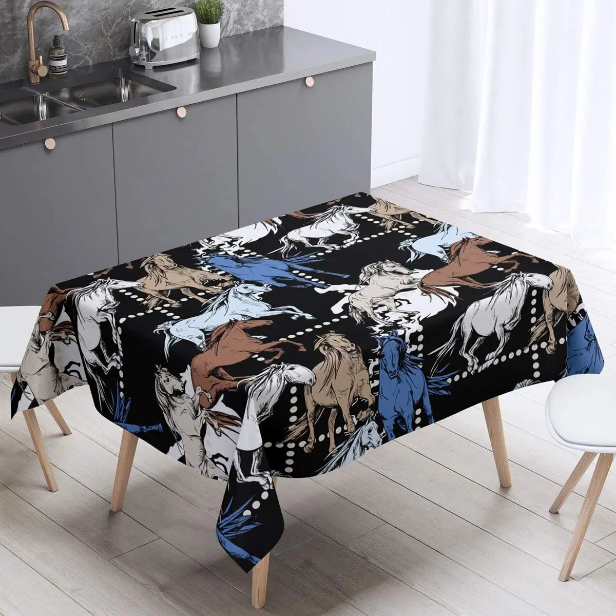 Galloping Horse Table Cover 3D Wild Animal Pattern Tablecloth