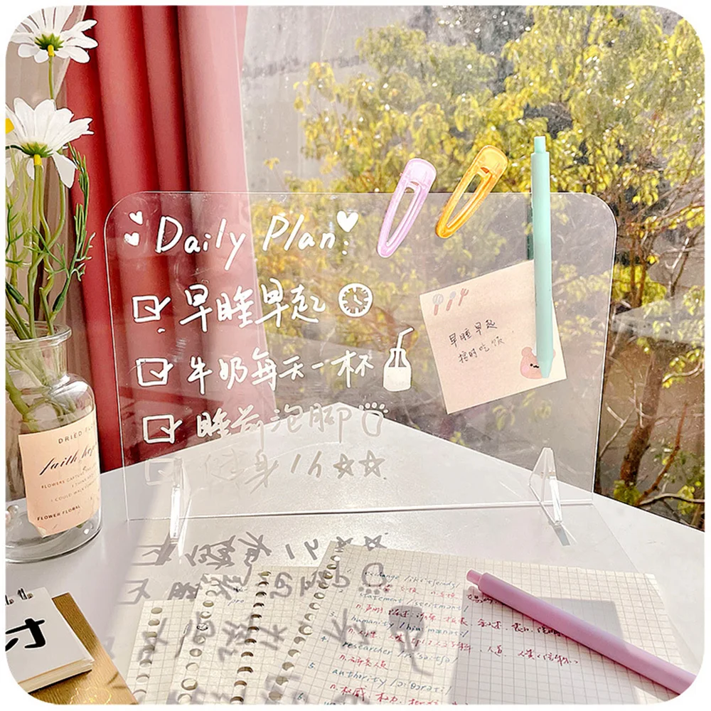 Acrylic Erasable Transparent Message Board Message Clipboard Memo 2 In 1 Phone Holder Writing Board Office School Stationery