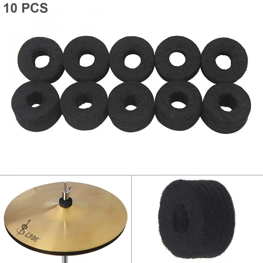 

10pcs/lot Black Cymbal Felt Pads Thickened Protection Hi-hat stand felt Pad Percussion Accessories Kit for Cymbal