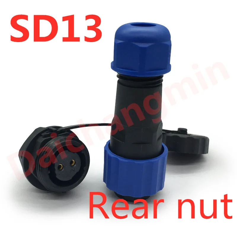 

Waterproof connector aviation plug male and female rear nut socket connector SD13-1-2-3-4-5-6-7 core IP68