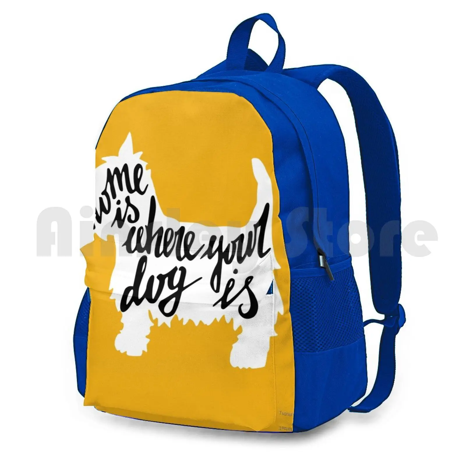 Home Is Where Your Dog Is Outdoor Hiking Backpack Waterproof Camping Travel Dog Home Lettering Black And White Hand Drawn Ink