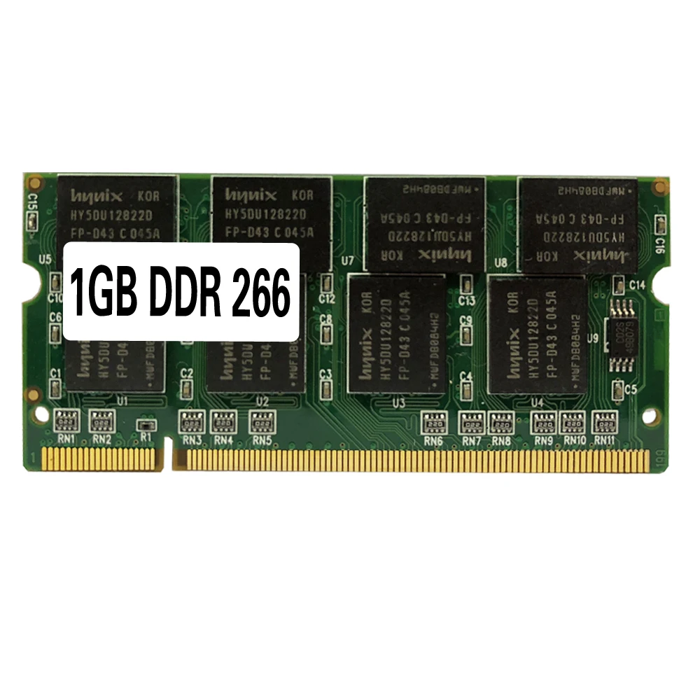 Le PC 2100 / DDR 266 MHz du SO-DIMM DDR1 de RAM de mémoire d'ordinateur portable 1GB 200 PIGNES pour l'ordinateur portable