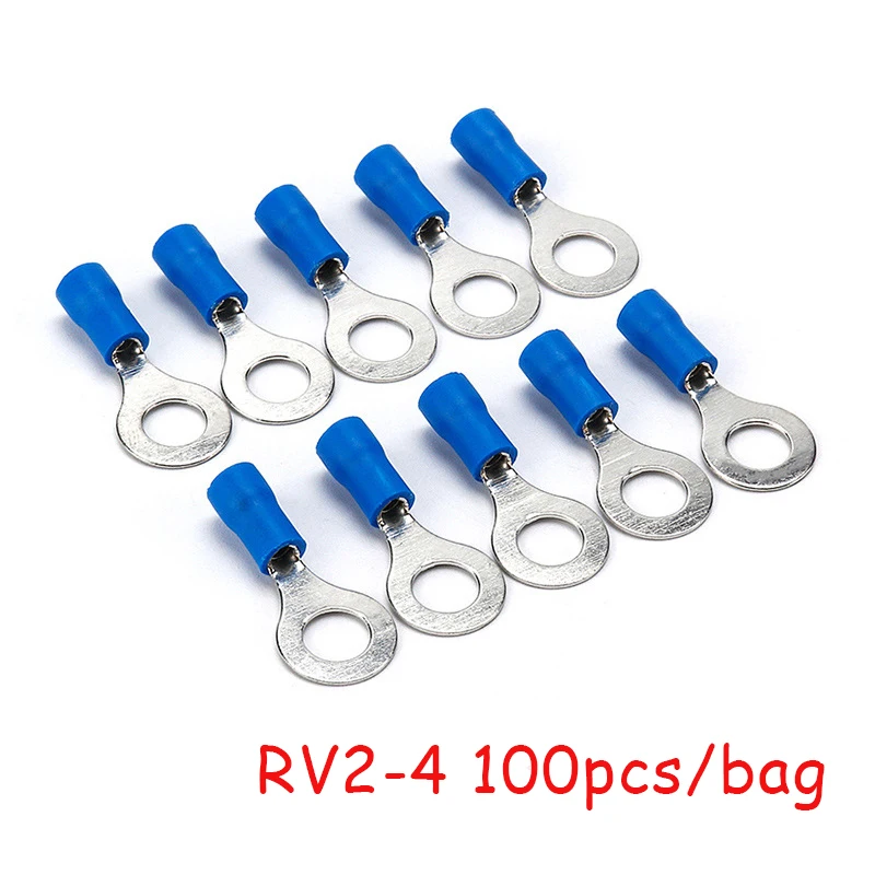 50/100pcs RV2 series cold end insulated wire crimping connector 1.5-2.5mm²AWG16-14