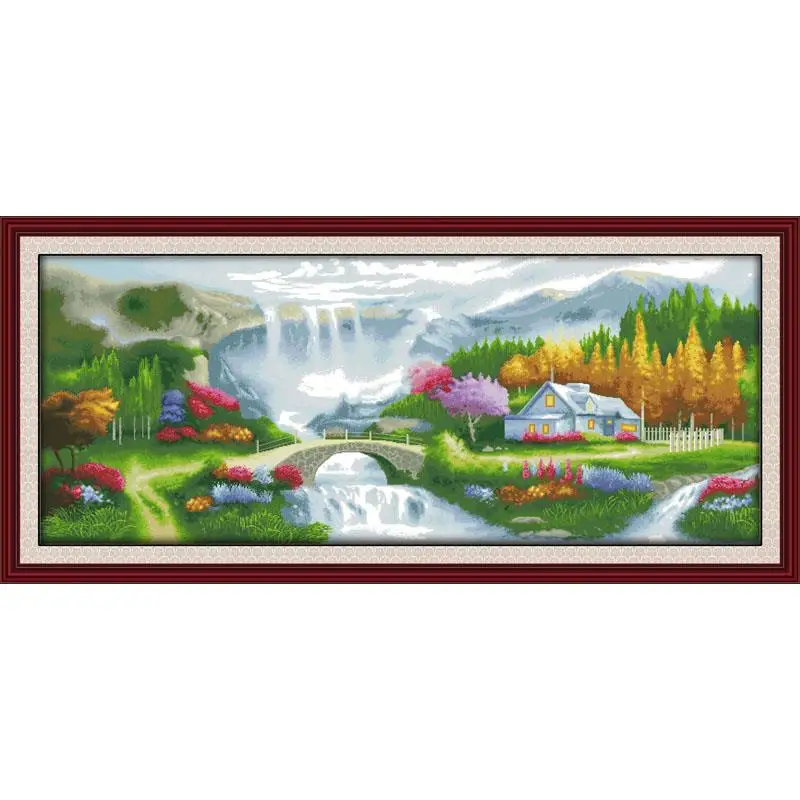 

Dream Homeland Cross Stitch Kits DIY Scenery Pattern 14CT 11CT Counted Canvas Embroidery Set Needlework Home Decoration Painting