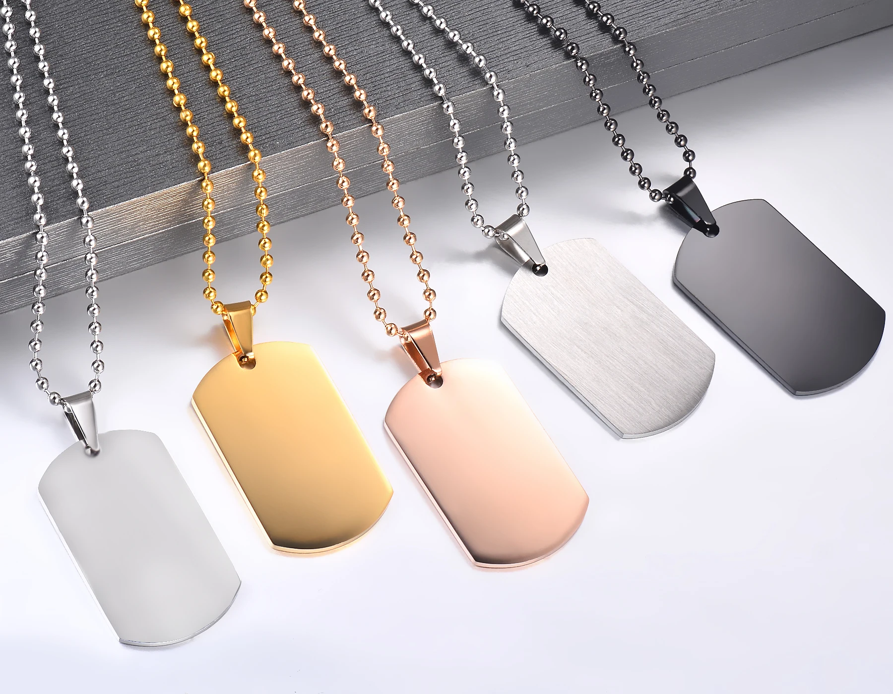 5 Pcs/Lot High Quality Stainless Steel ID Blank Dog Tags Necklace Rectangle Military Army Pendant Jewelry Wholesale