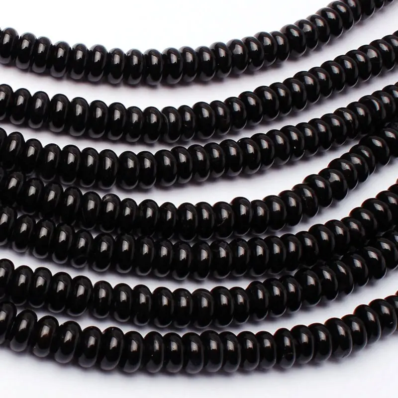 Natural Black Agates Stone Loose Beads High Quality 3x6mm Smooth Spacers Shape DIY Gem Bracelet Jewelry Accessories 38cm w3310