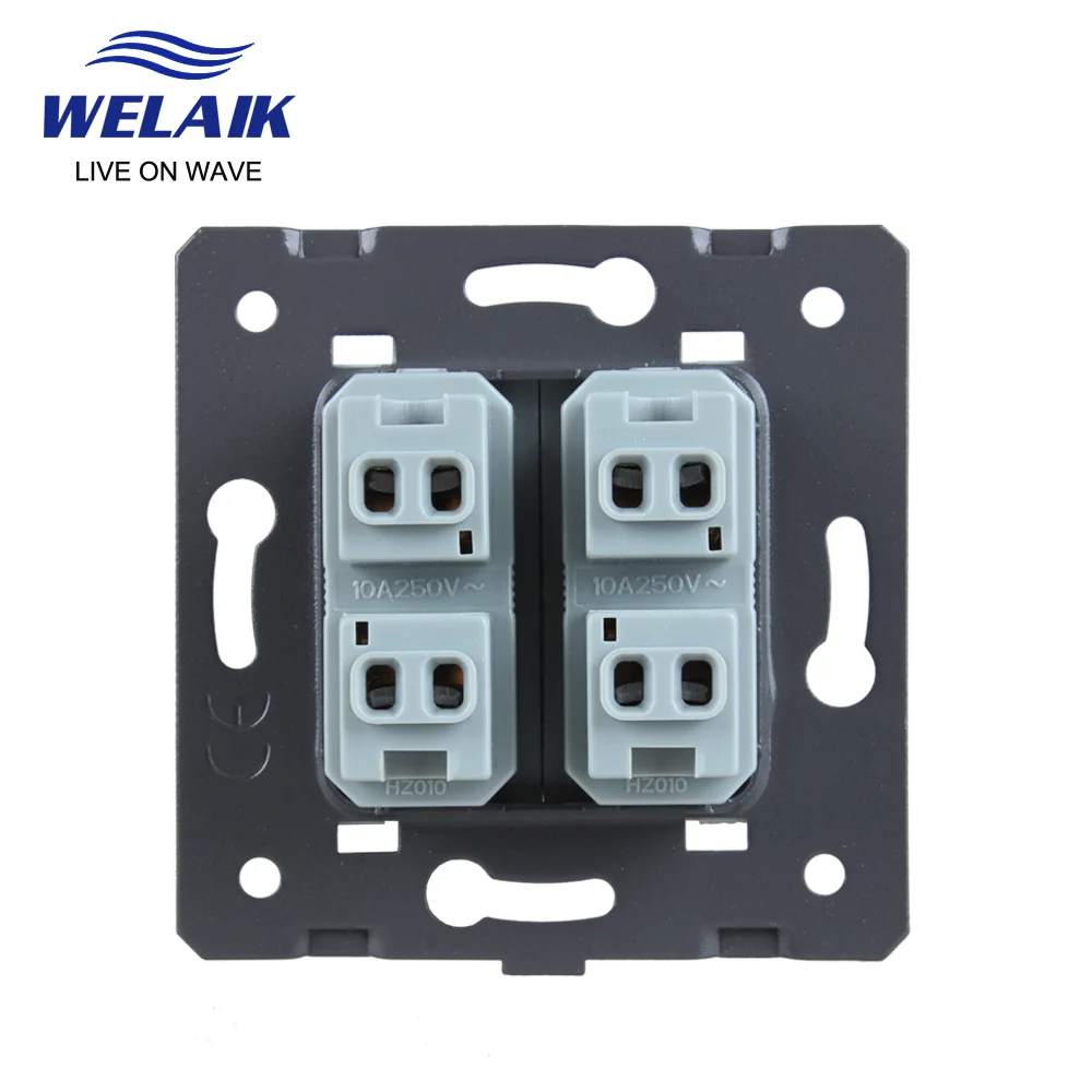 WELAIK EU Standard 2-hole Multi-function DIY Parts-Wall  Socket Parts-Without Glass-Panel  45*45mm A82TSW