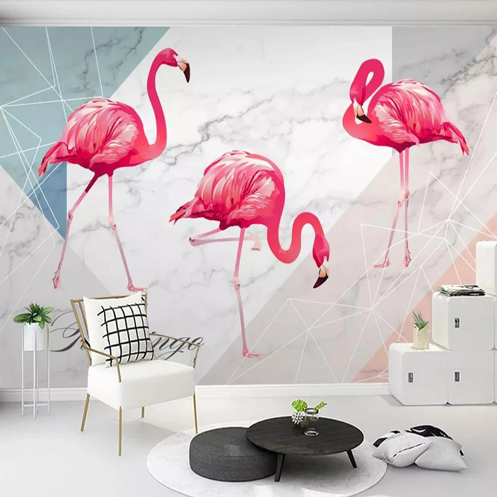 

Milofi custom large 3D wallpaper murals simple fashion geometric flamingo background wall decoration wallpaper mural