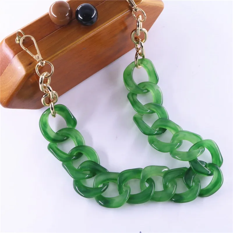 

10 colors stock chunky acrylic green purse strap bag chain