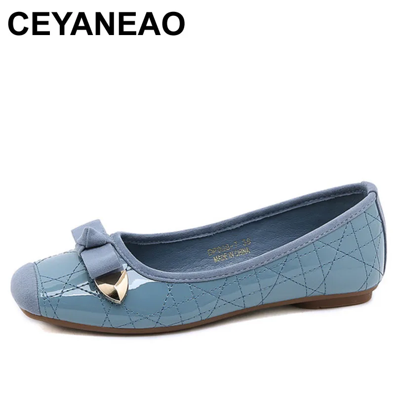 

CEYANEAO Fashion Flats for Women Boat Shoes Elegant Office Lady Shoes Flat Slip-on Soft Comfortable Black Blue Pink Plus Size 42