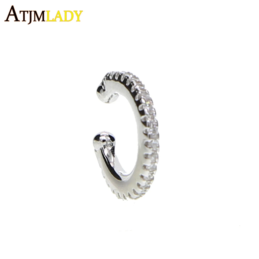 Ear Cuff micro pave cz circle 925 sterling silver mix rainbow CZ earrings no pierced stack small sized little girl earring cuff