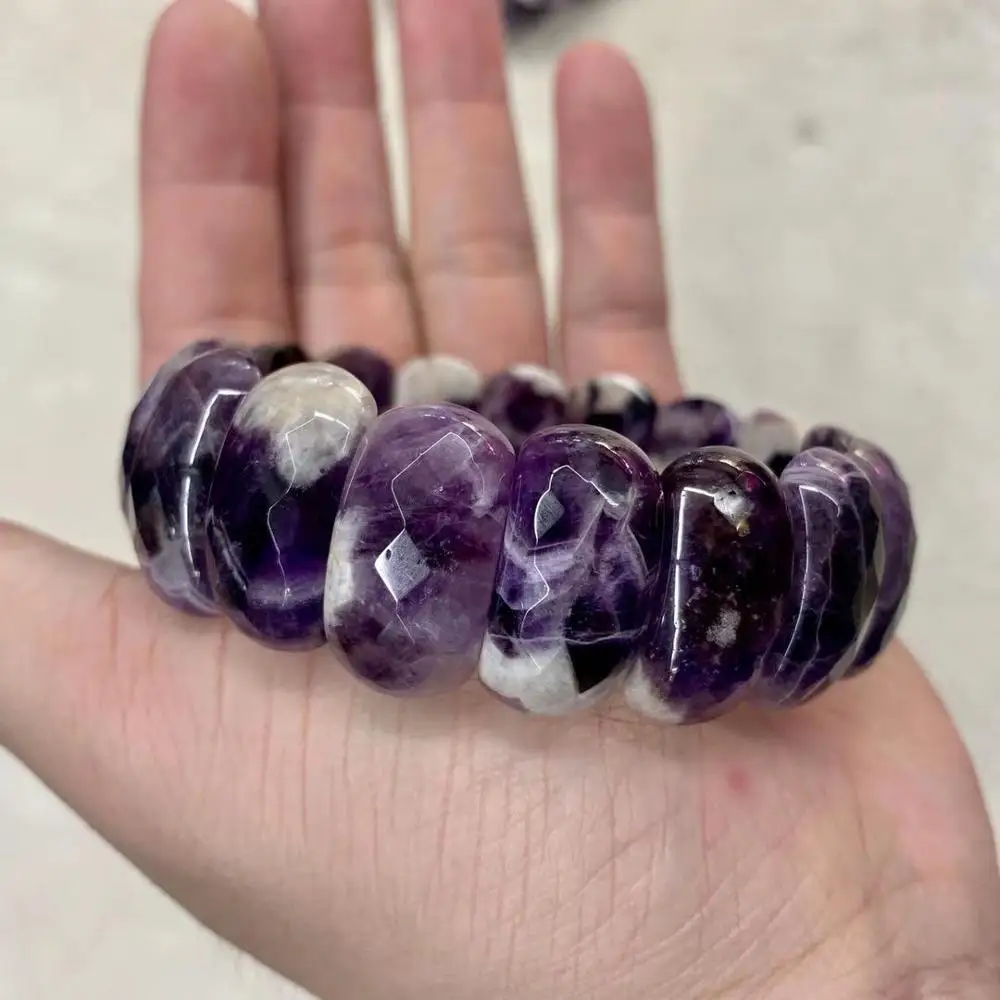 Natural Amethyst Stone Bracelet Natural Energy Stone Bangle Jewelry For Women Birthstone For Aquarius For Gift