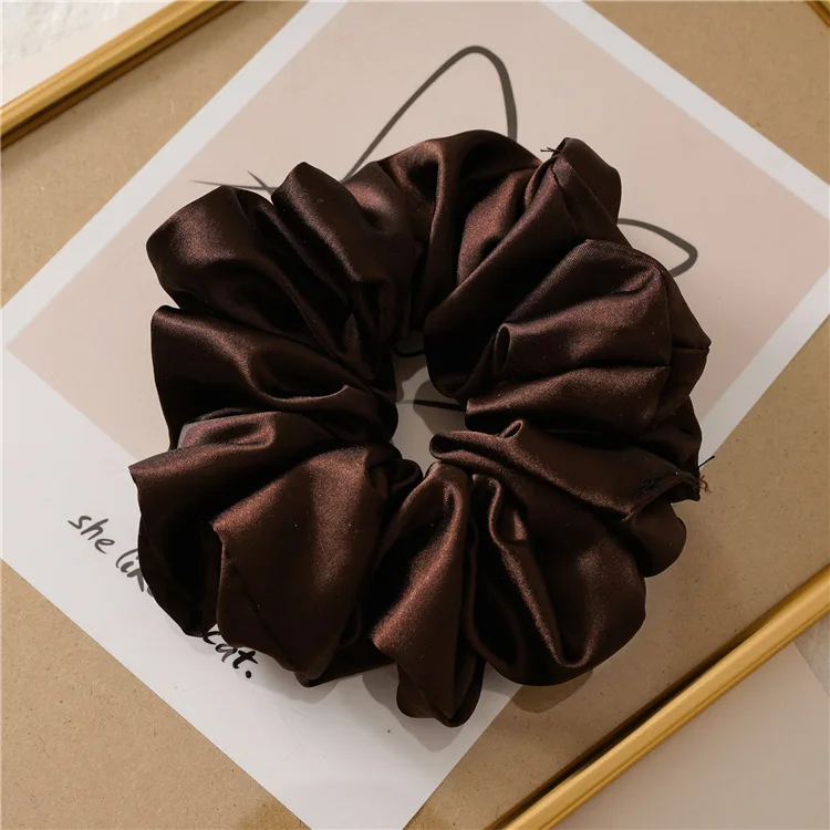 Hot Girls Super Wide Smooth Colorful Hair tie Hair Elastics Bands for Hair Large Satin Scrunchie Hair Accessories 2021 for Women