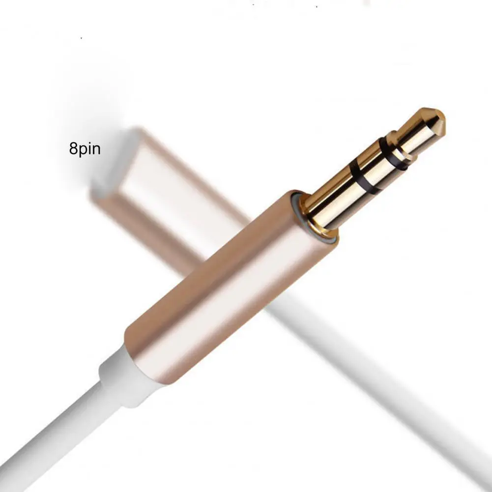 High Fidelity Cable Adapter Aluminium Alloy 8Pin to 3.5mm Car Aux Cable for iPhone XS/XR/XS Max