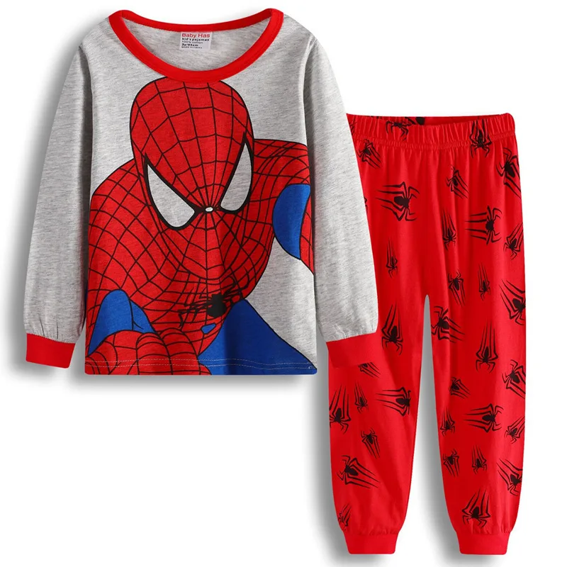 Spiderman cartoon children\'s long sleeve pajamas Sleepwear hero League home wear boys\' underwear two piece suit pajamas