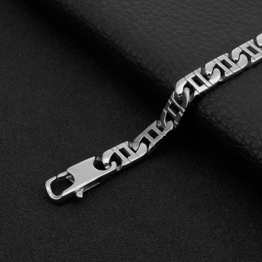 2020 Puck Rock Men\'s Bracelets Silver color Stainless Steel Curb Cuban Link Chain Bracelets Men Women Jewelry Custom B281