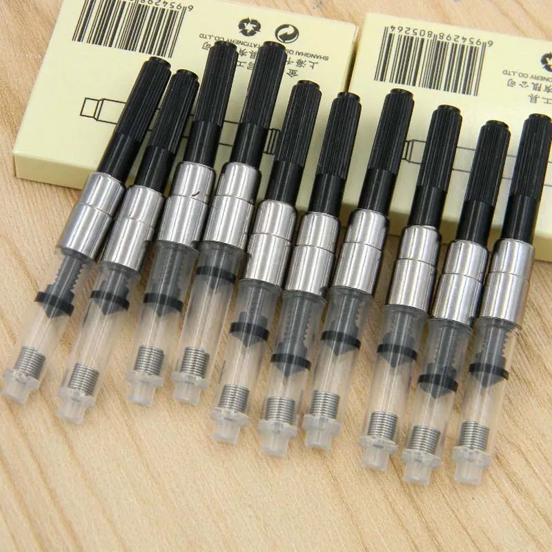 10 PC Fountain Pen Refill Tinta Converter Pompa Cartridge Hitam
