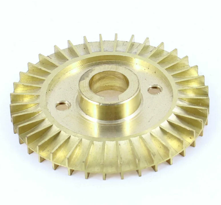 Water Pump Part Dual Two Side 60mm Dia. Gold Tone Brass Impeller