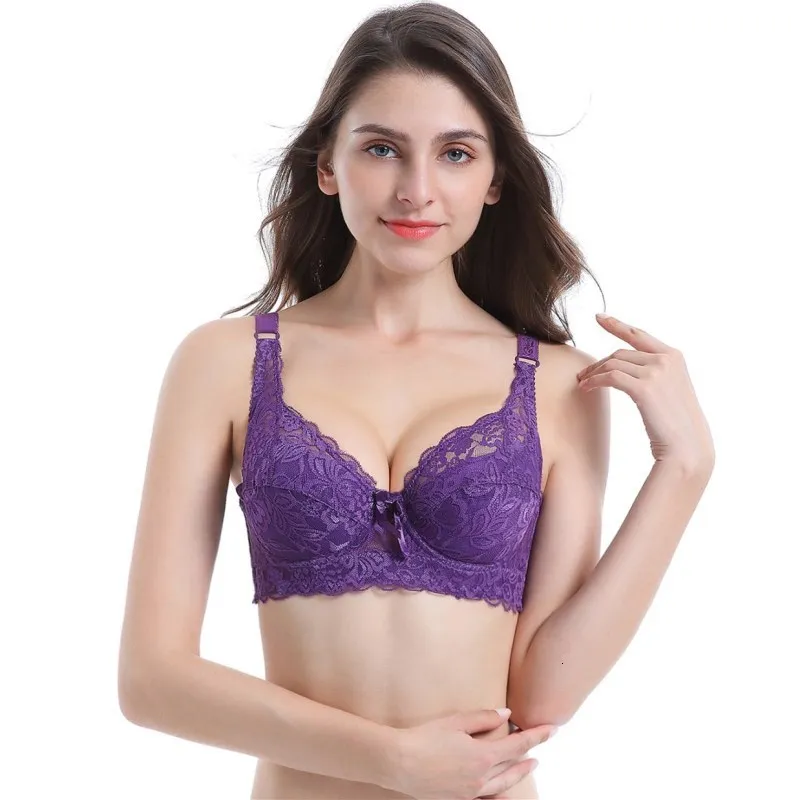 

Women Bras Fashion Casual Sexy V-neck Solid Color Chest Pad Lace Sling Nylon Breathable Elasticity Comfortable Women Bras