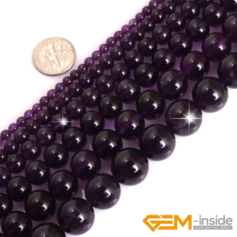 AAA Grade Round Dark Purple Amethysts Precious Stone Beads Natural Stone Beads DIY Loose Beads For Jewelry Making Strand 15\