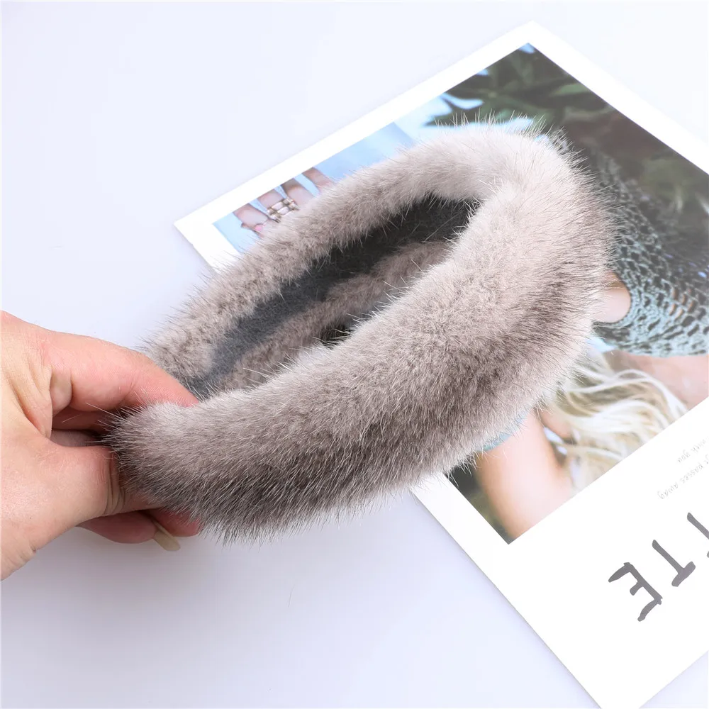 2022 Women\'s luxury winter 100% mink fur headband high quality real fur hair band lady fashion hair hoop