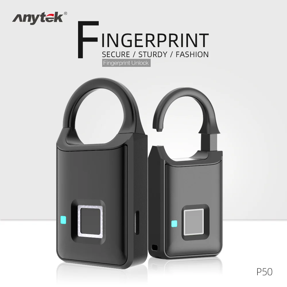 Fingerprint Lock Smart Padlock Thumbprint Door Padlocks Portable Anti-Theft Fingerprint Lock for Bag Drawer Suitcase