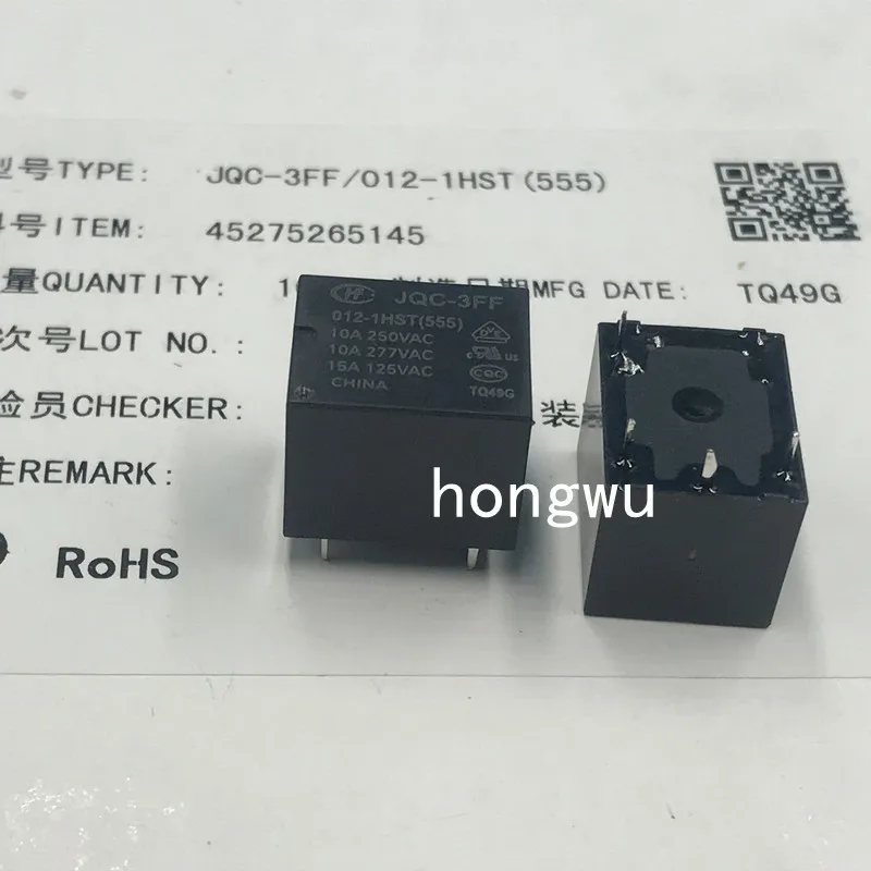 100% Original New 5PCS/ JQC-3FF-012-1HST  HF3FF-012-1HST  DC12V relay 10A 4pins