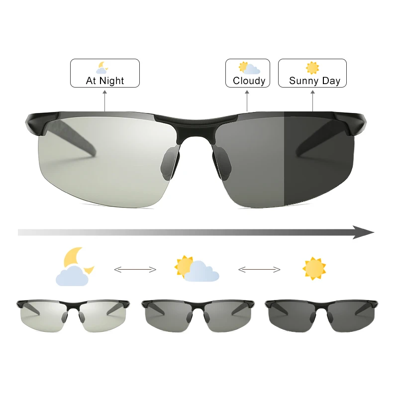 Photochromic Sunglasses Men Polarized UV400 Sunglass Man Sun Glasses Driving Vintage Goggle gafas de sol 2020 очки With Box