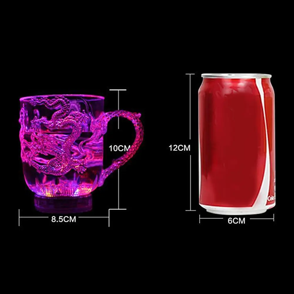 LED Flash Magic Color Changing Dragon Cup Water Activated Light-Up Beer Coffee Milk Tea Wine Whisky Bar Mug Travel Gift Taza 1pc