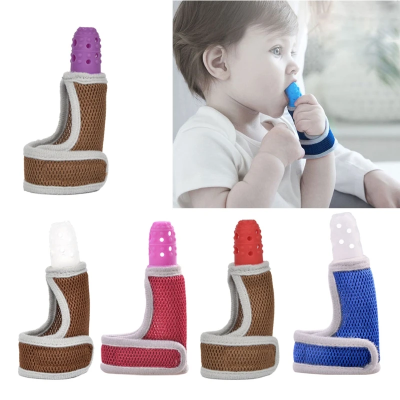 Baby Child Finger Guard Stop Thumb Sucking Wrist Band Baby Nursing Mittens Teether Pacifier Newborn Dental Care