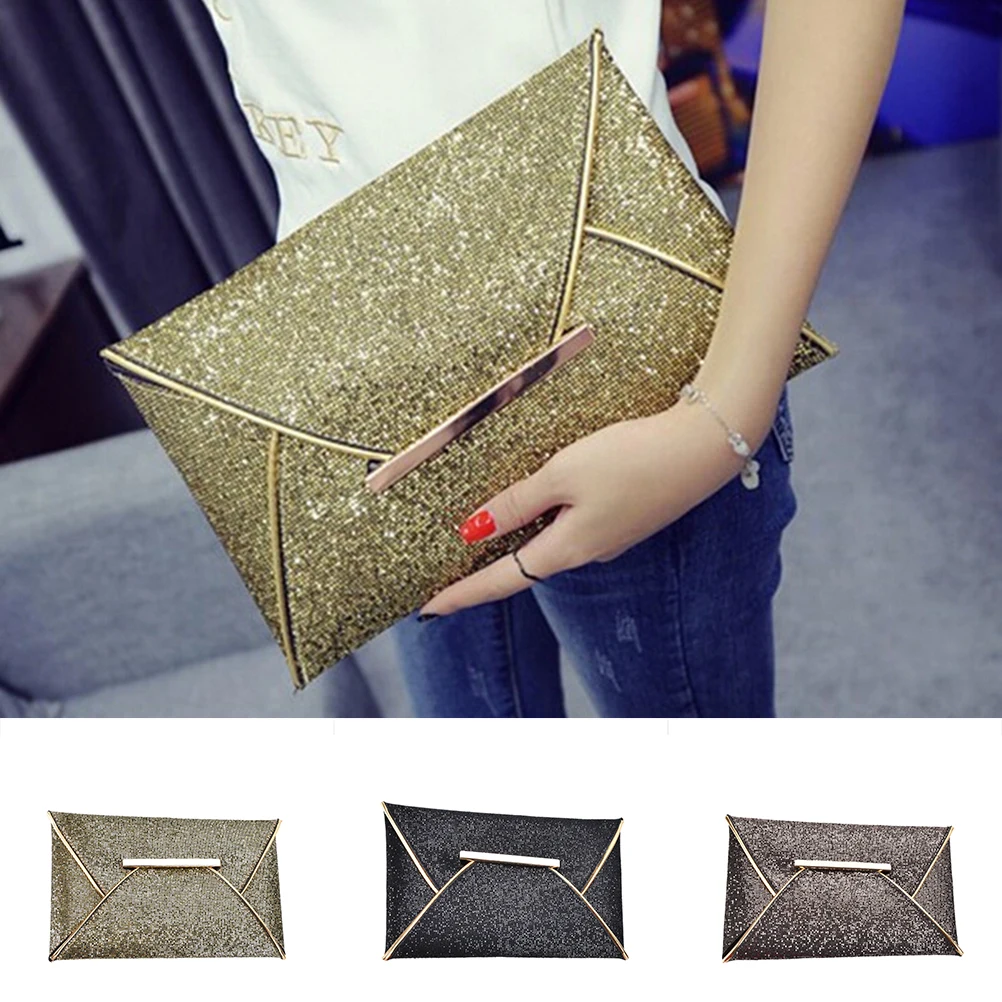luxury brand Evening Party Bag Clutches Women Bags Gold Sequins Envelope Bag Purse Clutch Handbags Shiny Solid Ultrathin