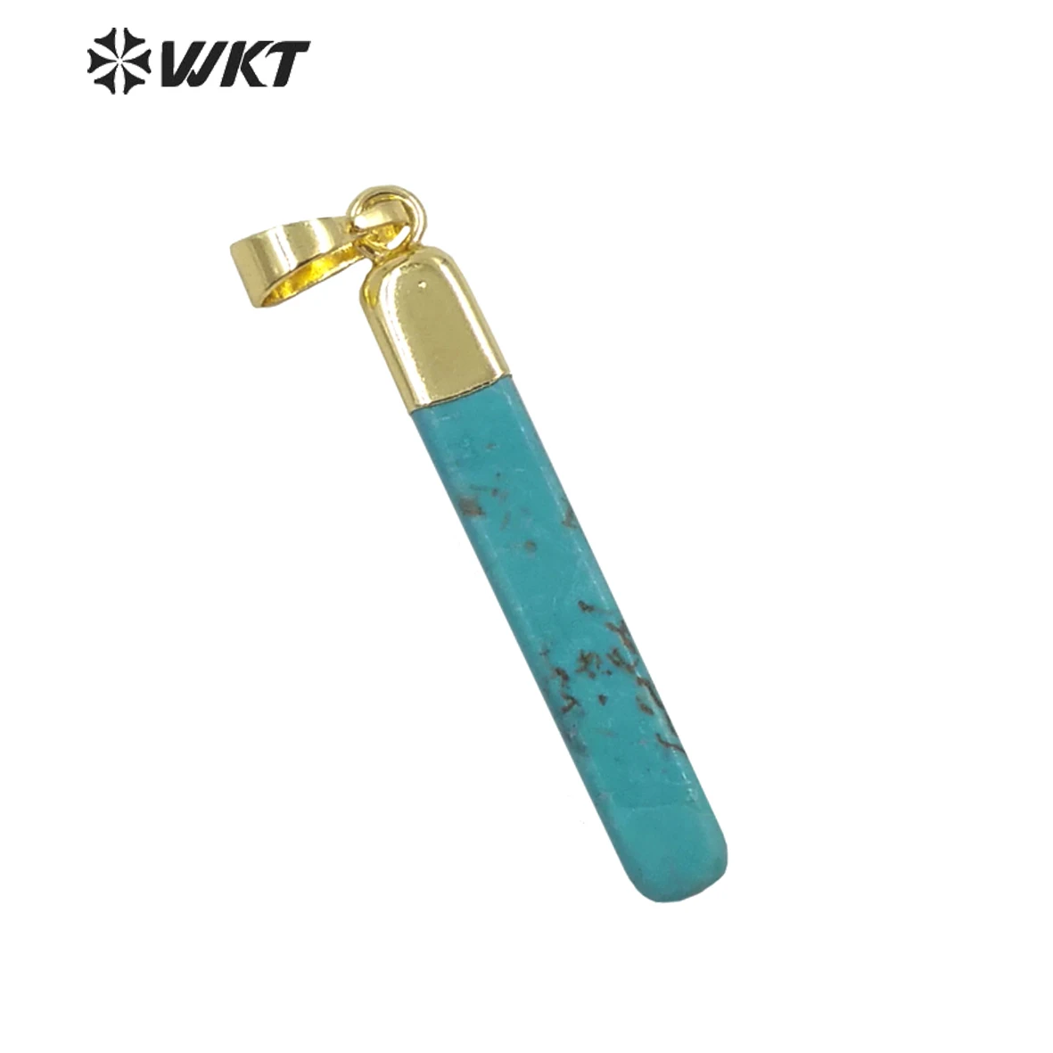 

WT-P1655 Wholesale Simple Long Tiny Bar Pendant Gold Top Rectangle Bar Turquoises Decoration For Women Jewelry Stone ACC