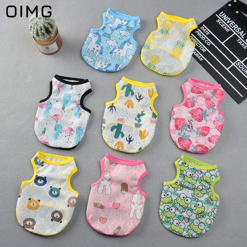 

OIMG Thin Breathable Small Dog Clothes Corky Bichon Summer Sun Protection Dog Shirts Puppy Sleeveless T-shirts For Cat Clothing