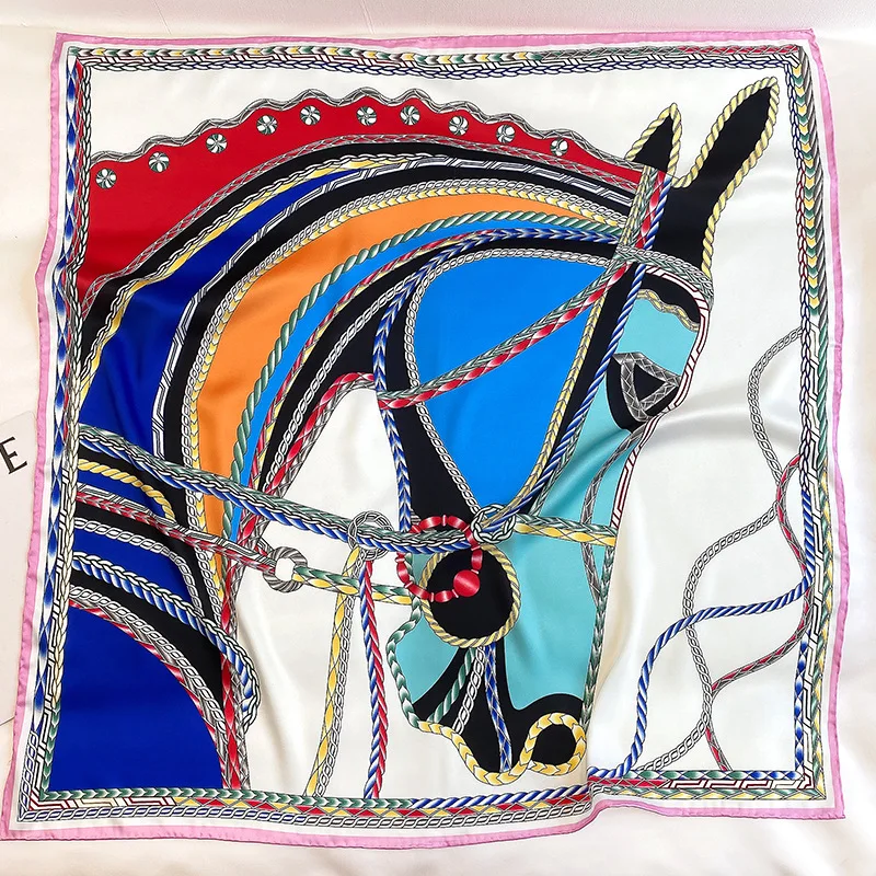 KOI LEAPING new urban fashion temperament 90 horse head large square scarf female handmade twill silk scarf dual-use shawl