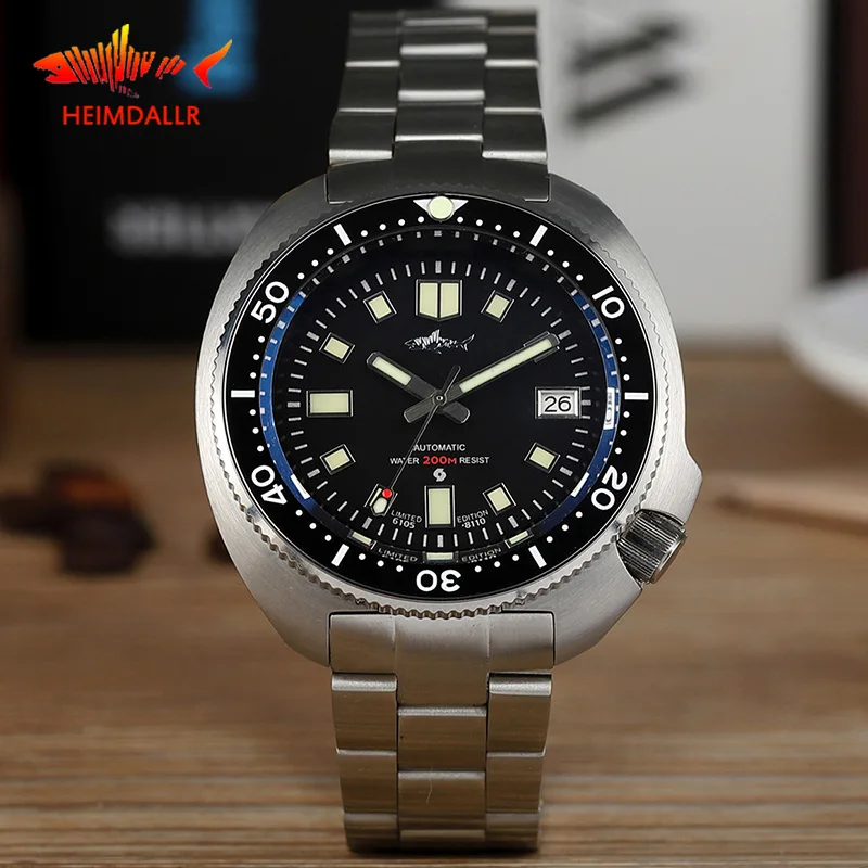 HEIMDALLR 6105 Watch NH35 Automatic Sapphire Crystal with AR Coating 200M Waterproof C3 Luminous Men\'s Vintage Diver Watch