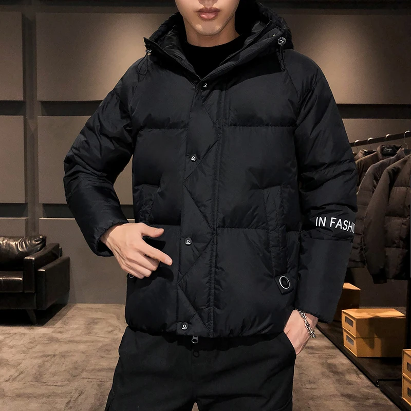 Männer Mantel der Winter Koreanischen Stil Baumwolle gefütterte Jacke Jugend Warme Einfarbig Outwear Slim Fit männer Casual jacke Plus Größe