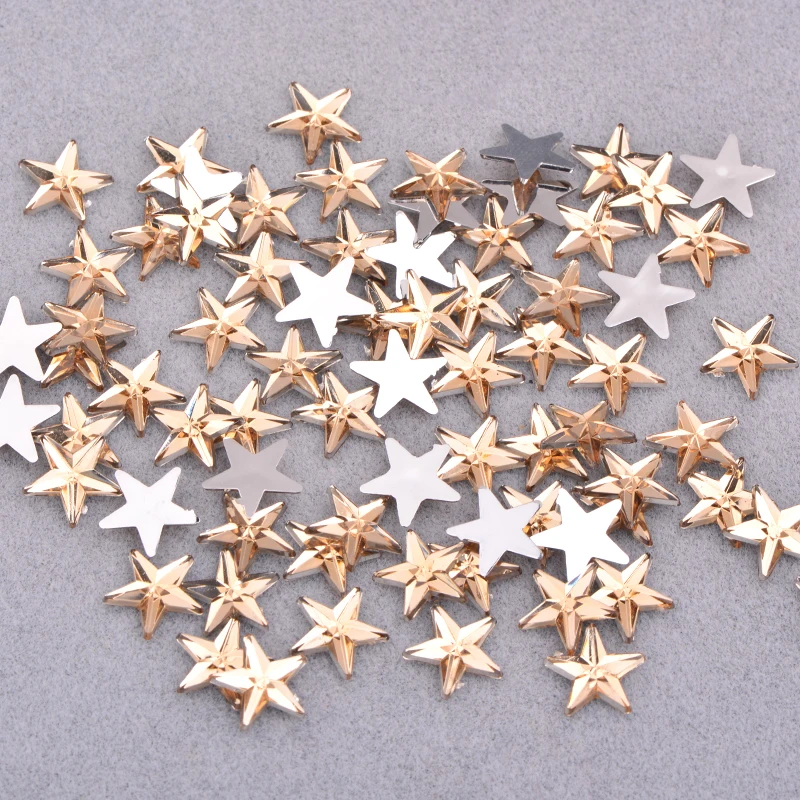 JUNAO 100szt 10mm Crystal AB Star Decoration Rhinestone Stickers Flatback Stones Applique Non Hot Fix Strass For Clothes Crafts