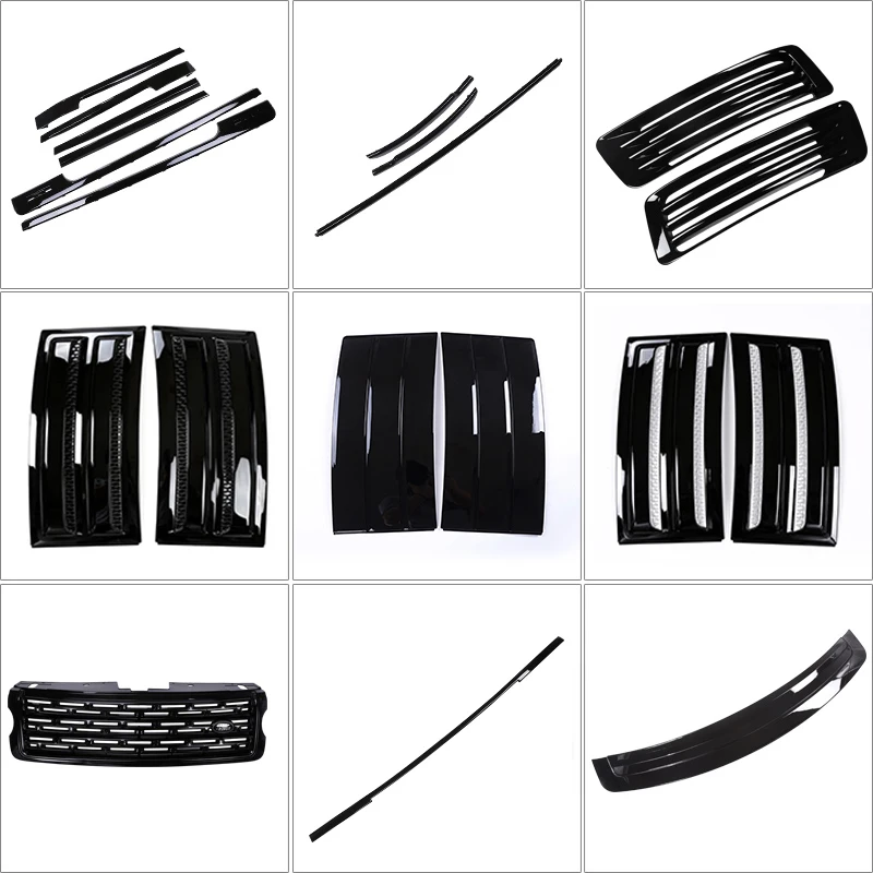 Car Body Front Grille Side Fender Trunk Door Trim Strip Black ABS For Land Rover Range Rover Vogue L405 2013-2019 External Parts