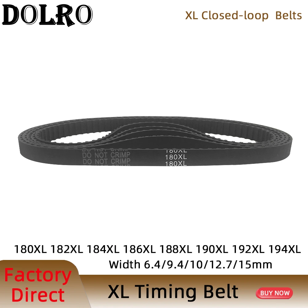 XL Timing Belt 180/182/184/186/188/190/192/194XL Width6.4/9.4/10/15mm  Closed Loop Toothed Transmisson Rubber Timing Pulley Belt