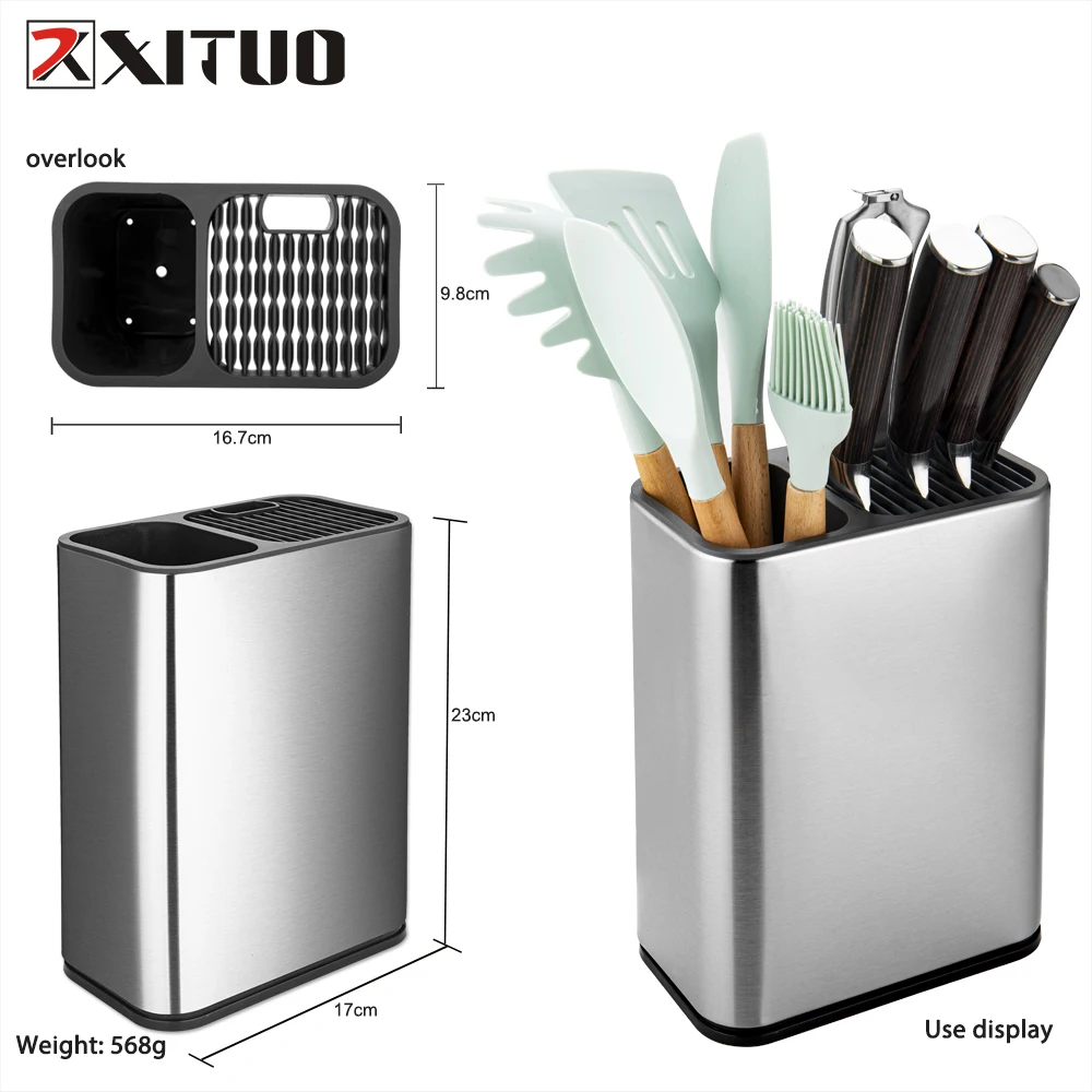 XITUO Multifunctional Knife Holder Organizer Knife Fork Spoon Stand Tableware Cutlery Storage Kitchen Chef Knives Accessories