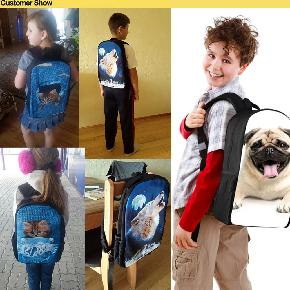 2025 School Backpack Fashion 3D Wild Horse 3D Print Casual Children Book Bag 3pcs/Set School Bags Student Back Pack Schoolbags