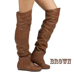 Over-the-Knee Boots Womens Square Block Heel Platform Side Zipper Autumn Winter Thigh Boots 15CM High Heels 2021