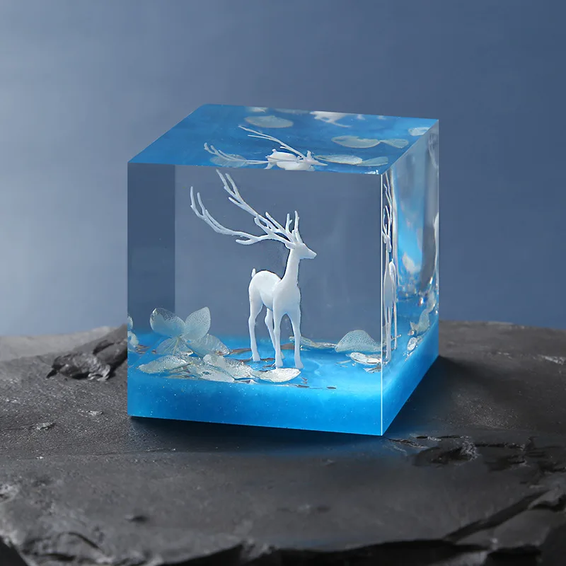 3Pcs 3D three-dimensional forest micro-landscape accessories crystal epoxy glue DIY filler decoration elk fairy deer model