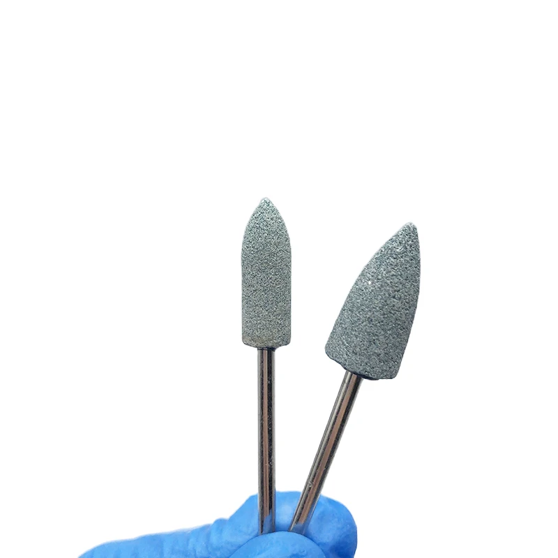 10Pcs Dental Mounted Stone Grinders Gravel Burs 2.35mm Green Stone For Contouring And Shaping Porcelain And Metals